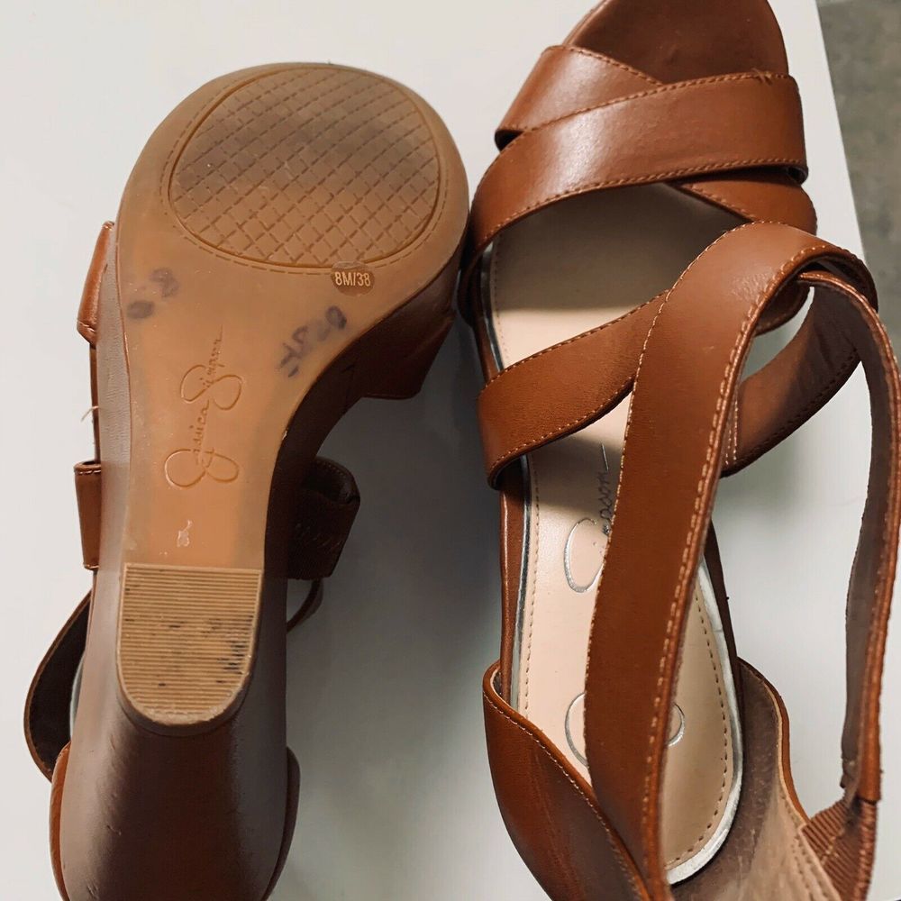 Jessica Simpson Jadyn Camel Leather Wedges - Picture 4 of 6